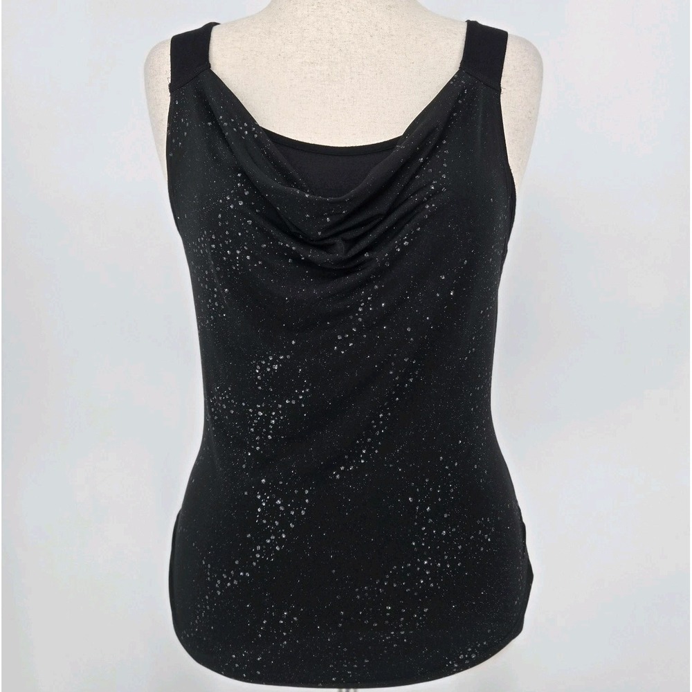 Rock & Republic Black Drape Front Racerback Tank Top‎ Women's Small Studded...